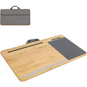 SUMISKY Laptop Lap Desk with Cushion Protable LapDesk with Handle Tablet Support Phone Holder and Mouse Pad Oversized Bamboo Laptop Stand for Sofa Fits Up to 17 Inches