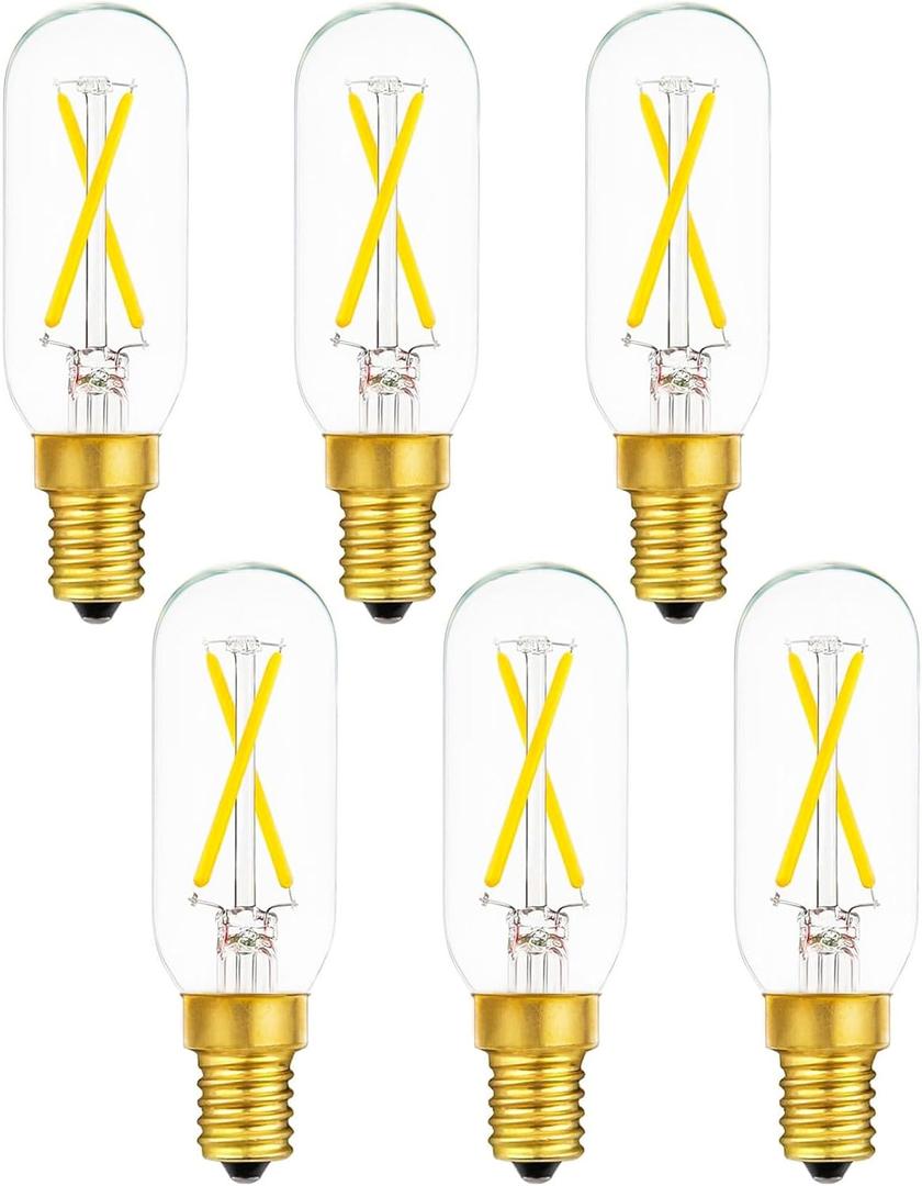 SHUWDKAR E14 Light Bulb 25 Watt Equivalent Warm White 2700K, LED 2W European E14 Candelabra Bulbs, Clear Glass, 6 Pack