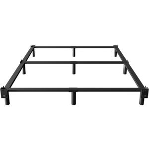 EMODA 7 Inch Queen Bed Frame for Box Spring and Mattress, 9 Legs Support Metal Bed Base, Tool-Free and Easy Assembly, Black