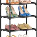 10 Tier Tall Shoe Rack, Non-Woven Fabrics Compact Narrow Shoe Stand Shelf, Vertical Small Space Saving Storage Organizer for Closet Floor, Front Door Entrance, Entryway, Black