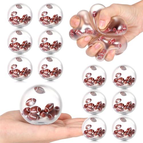 Shappy12 Pcs Football Stress Relief Balls 2.36 Inch Acrylic Beads Fidget Stress Ball Sensory Toy Bulk Toy for Adults Asmr Therapy Toys for Gifts, Christmas Football Party Favors Fidget Anxiety Anger