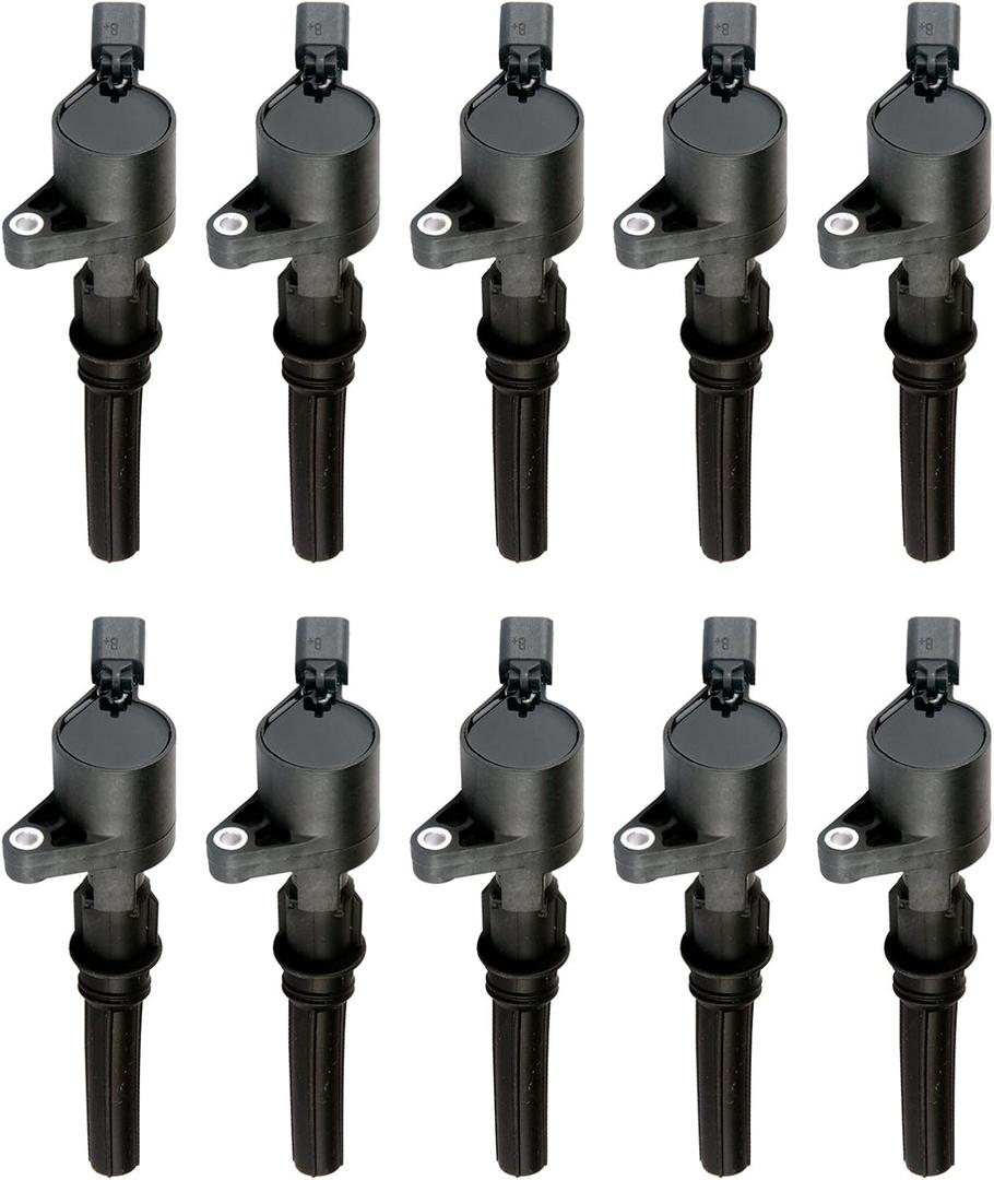MAS Set of 10 Ignition Coils Pack Compatible with Ford Super Duty E350 E450 F250 F350 F450 F550 F53 Excursion 6.8L V10 Replacement For 3W7Z-12029-AA DG508