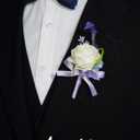 AuroraAria Snow White Boutonniere for Men,Set of 6,Groom Boutonniere for Wedding,Anniversary,Homecoming,Formal Dinner Party,Wedding Decor,Artificial Snow White Rose