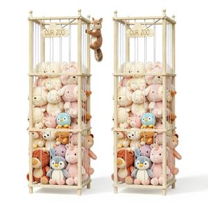 Stuffed Animal Storage,Large Wooden Toy Organizer,Anti-Tip Design,Easy Assembly