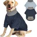 cyeollo 2 Pack 3XL Dog Sweaters for Large Dogs, Strechy Soft Fleece Sweatshirt for Dogs Boy Girl Turtleneck Warm Winter Big Dog Clothes with Sleeves, Navy & Light Blue XXXL