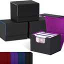 ZLCA Card Deck Box for Trading Cards, MTG Commander Deck Box Holds 120+ Single Sleeved, Leather Magnetic Card Storage Case Fits for TCG CCG Magic(Black Set) (4pcs-Multicolor)