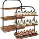 Cupcake Stand for 50 Cupcakes, 2 PACK 3 Tier Wooden Metal Cupcake Stand Reusable Cupcake Display Stand Tiered Tray Stand Dessert Table Display Set Serving Trays for Party Rustic Farmhouse Vendor