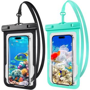 2 Pcs Waterproof Phone Pouch, Universal Waterproof Phone Case for iPhone Samsung Google Up to 7.3'', IPX8 Water Proof Cellphone Dry Bag for Snorkeling Swimming Beach Kayak Cruise Essentials