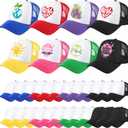 Jeyiour 48 Pack Trucker Hat Bulk Polyester Adjustable Plain Mesh Sublimation Blank Baseball Cap for Women Men Kids
