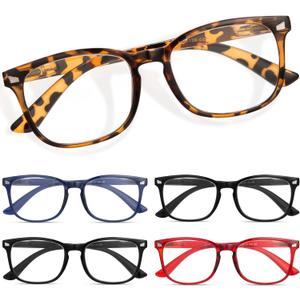 CCVOO Progressive Multifocal Reading, Blue Light Blocking, Unisex, Filter UV Ray/Glare Glasses (5 Pack C3 mix, 2.25) (2 Black/Turtle/Red/Dark Blue)