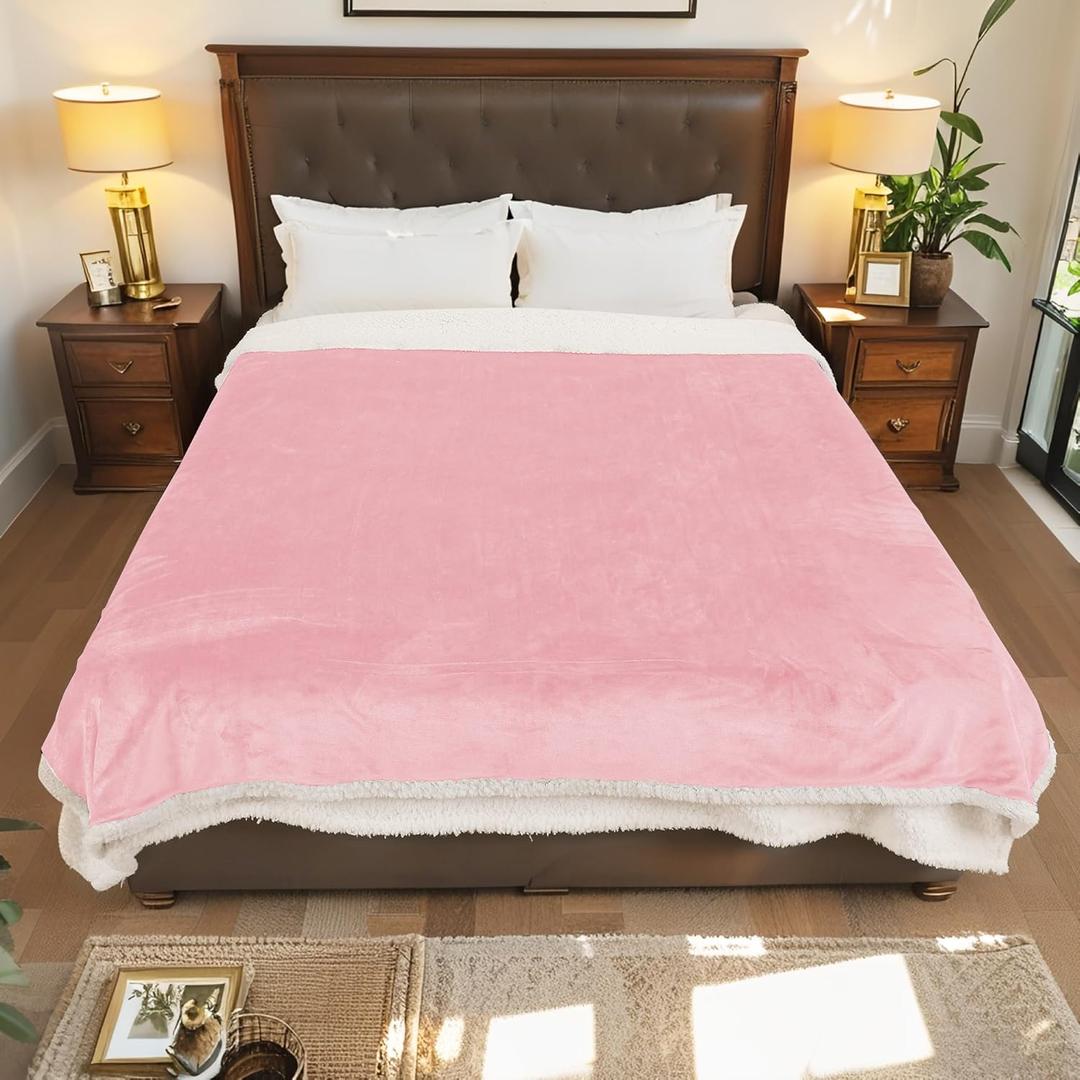Electric Heated Blanket Full Size 72"x84", Dual-Sided Soft Flannel & Sherpa, LCD Display 10 Heat Settings with 1-12H Timer & Overnight Safe, Bed & Couch, Machine Washable, Light Pink