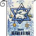Hanukkah Garden Flag Six-Pointed Star Dove Dreidel Yard Flag 12x18 Inch Double Sided Small Chanukazh Mini Yard Outdoor Outside Holiday Party Decoration