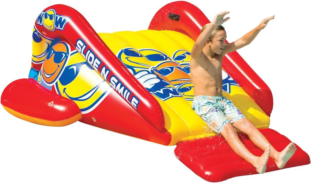 WOW Sports Slide N Smile Pool Inflatable Water Slide with Sprinklers, Large