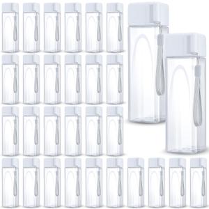 Mifoci 30 Pcs Water Bottle Bulk 17 oz Plastic Sports Water Bottles for Kids Adults Reusable Leak Proof Portable Drink Container Large for School Classroom Travel Camping Fitness Office(White)
