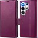 TUCCH Case Wallet for Galaxy S26 Ultra, Kickstand [RFID Blocking] 4 Card Holder, Folio Magnetic PU Leather [TPU Shockproof Interior Case] Protective Cover Compatible with Galaxy S26 Ultra, Plum Purple