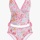 Two Piece Tankini Swimsuits for Women Tummy Control Bathing Suit V Neck Swim Suits with High Waisted Bottom