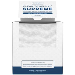 Clean Skin Club Clean Towels XL Supreme, 100% USDA Biobased Face Towel, Disposable Face Towelette, Eczema Association Accepted, Thicker Textured Makeup Remover Dry Wipes, 1 Pack, 50 Ct