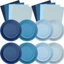Zhehao 120 Pcs Disposable Paper Dessert Plates and Napkins Set, 7 Inch Party Cake Appetizer Plate with Napkin for Birthday Baby Shower Wedding Easter(Dusty Blue)