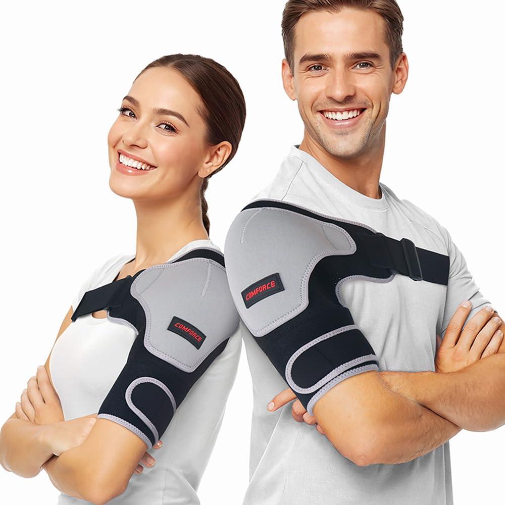 Shoulder Brace for Men and Women, Rotator Cuff Support Brace For AC Joint Paint Relief, Shoulder Compression Sleeve for Preventing Dislocation,Adjustable Straps Fits Left and Right Arm (Gray)