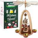 14Inch Wooden Christmas Pyramid with 4 Candle Holders-Nativity Scene Set for Christmas Tabletop Decor (ONE)