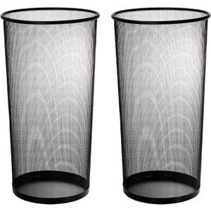 Youeon 2 Pack Large Umbrella Holder, 10.5x20 Inch Metal Mesh Umbrella Stand, Freestanding Bucket for Umbrellas, Canes, Walking Sticks, Wrapping Paper, Entryway, Home, Office, Hotel, Black