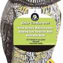 Solar Powered Owl with Motion Detection, Silent Mode, Flashing Eyes, Rotatable Head and Realistic Hoots, Plastic Owl Decoration for Home, Garden, Patio and Fence