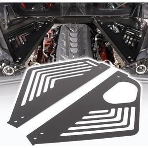 Engine Bay Panel Cover Compatible with Chevrolet Corvette C8 2020-2023, Aluminum Alloy Rear Engine Covers Left Right Engine Case Guards Protector Splash Shield, C8 Accessories 2PCS (Black)