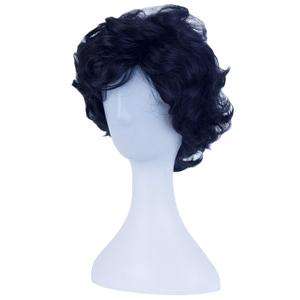 Angelaicos Men's Short Curly Brown Black Wig Halloween Costume Cosplay Party Fluffy Wigs (Black)