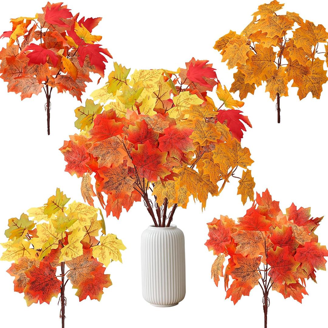 Sggvecsy 8 Pcs Artificial Maple Leaves Stems Autumn Fake Branches Faux Fall Foliage Leaves for Indoor Outdoor Home Table Centerpieces Thanksgiving Decoration Sggvecsy 8 Pcs Artificial Maple Leaves Stems Autumn Fake Branches Faux Fall Foliage Leaves for Indoor Outdoor Home Table Centerpieces Thanksgiving Decoration