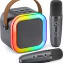 Mini Karaoke Machine for Kids Adults, Portable Bluetooth Speaker with 2 Wireless Karaoke Microphones, 2025 TOP Birthday for Girls 3,4,5,6,7,8+Year Old Toddler Toys Karaoke Player(Grey) (Space Gray)
