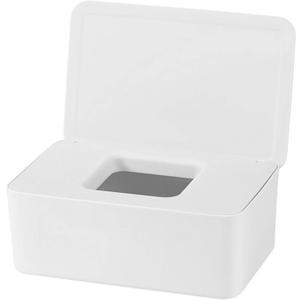 DEF Wipes Dispenser, Polypropylene Baby Wipes Case Sealed Keeps Wet Tissue Fresh Flushable Case Holders Easy Open and Close Non-Slip for Desk Office Dorm Kitchen Washroom Vanity (White)