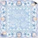 Blue Seashell Starfish Coastal Mahjong Mat 31.5 x 31.5 Inch, Preppy Beach Summer Non-Slip Noise Reduction Mahjong Table Mat for American Mah Jong Poker Card Board Games Dominoes