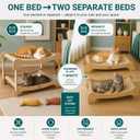 PAWLINA Large 2-in-1 Cat Scratcher Bed, 2-Tier Sisal Cat Lounge, Converts into Two Separate Beds with 2 Catnip Toys