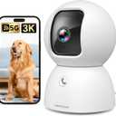 5G Pet Camera Indoor with Phone App, 3K Cat Dog Cameras with Speaker, Pan-Tilt WiFi Baby Monitor Camera for Home Security, Pet/Facial AI Detection Motion Tracking, 2-Way Talk, 2.4G/5G Wi-Fi