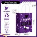 Cholemy 50 Pcs Graduation Gift Bags Bulk Class of 2026 Kraft Paper Bags with Handles Congrats Grad Party Favors for College High School University Decoration, 5.91 x 3.15 x 8.27 Inches(Purple)