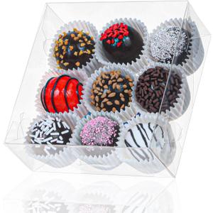 25pcs 5x5x2 Inch Plastic Clear Pastry Boxes - Cookies, Doughnuts, Soap, Truffle, Brownie, Cake, Chocolate Covered Strawberries & Treat Boxes for Party Favors & Wedding