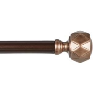 EXCLUSIVE HOME Regal 1" Window Curtain Rod and Finial Set, Adjustable 66"-120", Bronze