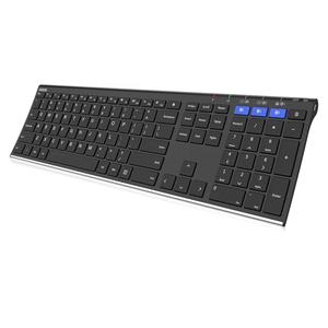 Arteck HB192 Universal Bluetooth Keyboard Multi-Device Stainless Steel Full Size Wireless Keyboard for Windows iOS Android Computer Desktop Laptop Surface Tablet Smartphone Rechargeable Battery