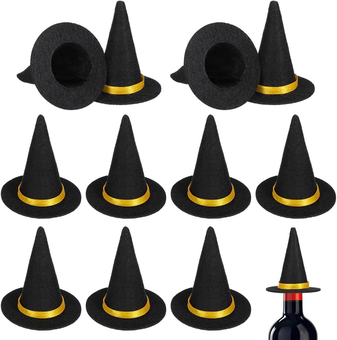 BESTOYARD 48 Pcs Halloween Mini Witch Hats, Black Party Favors Witch Hat Decor & Craft Supplies Felt Cloth for Adults & Kids