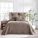 Levtex Home Mills Waffle King Bedspread Set (122x106in) with 2 Pillow Shams (36x20in) - Cocoa - Cotton Waffle King Size Bedspread Set - Soft, Pre-Washed