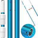 CKE Upgraded 15 Feet Thicken 1.3mm Blue Aluminum Telescoping Swimming Pool Pole,Adjustable 3 Piece Expandable Step-Up,Attach Connect Skimmer Nets,Rakes,Brushes,Vacuum Heads with Hoses, Universal 1.25"