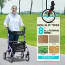 PLANET WALK Super Lightweight Rollator Walker for Seniors, Foldable Rolling Walker with Seat and 8" Rubber Wheels for All Terrain, Unique Design Aluminium Frame Sturdy Walkers for Traveling - Purple