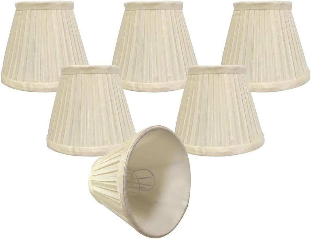 Royal Designs, Inc. Clip on Pleated Empire Chandelier Lamp Shade Flame Clip Fitter, CSO-1031-5EG-6, 3 x 5 x 4.5, Eggshell, 6 Pack