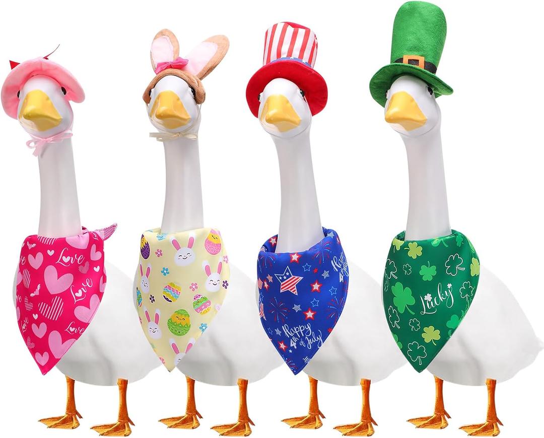 4 Set Holiday Porch Goose Outfits Valentine's Day Irish Festivals Easter Independence Day for Outdoor Yard Goose Decor