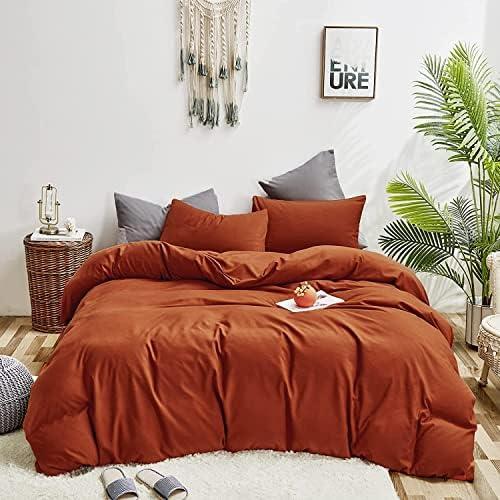 Pureant Burnt Orange Comforter Set Queen Size Terracotta Bedding Sets Rust Caramel Quilts Cotton for Women Girls Soft Boho Caramel Queen Size Comforter Sets Reddish Orange Blankets Durable