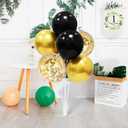6 Set Balloon Stand with Balloons, Black and Gold Party Decorations, Birthday Graduation Retirement Father's Day Halloween New Years Decorations 2026