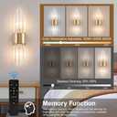 Battery Operated Wall Sconce Set of 2, Modern Crystal Wall Sconces Gold Vanity Wall Light with Frosted Glass Luxury Wall Light Fixtures for Bedroom Living Room Dining Room Vanity Mirror Light