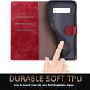 SUANPOT for Samsung Galaxy S10 6.1"(Non S10e,S10+) with RFID Blocking Leather Wallet case Credit Card Holder,Flip Folio Book Phone case Shockproof Cover Women Men for Samsung S10 case Wallet (Red)