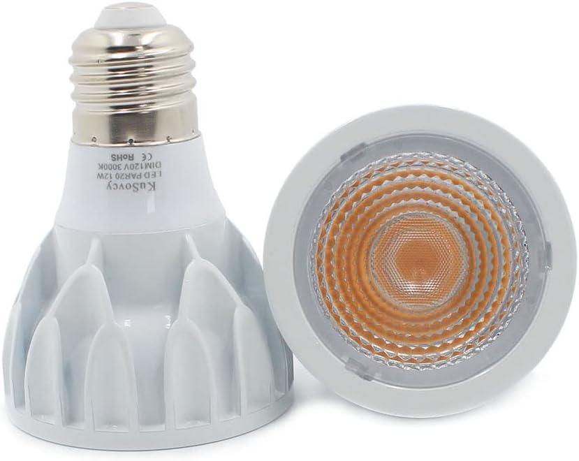 PAR20 LED Light Bulb 12W Dimmable E26 Medium Base COB Spot Light 100W Equivalent 24 Beam Angle High CRI (85+) 1200LM 3000K Warm White AC 120V Flood Lamp Spotlight 2PCS