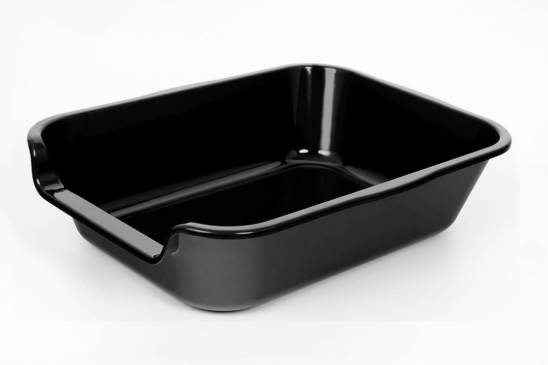 1 Pack of Extra Large Cat Litter Box (ABS Material), Low Entry Senior Litter Pen for Geriatric Kitty Big Cats, Jumbo Pet Safe Litter Boxes Tray for Indoor Pets Potty (Black, 20"L x 15.5"W) (Small (Pack of 1))